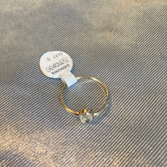 Set of 2 Gold Electroplate Rings with Genuine Gemstones Size 6 & 8 - Picture 9 of 11